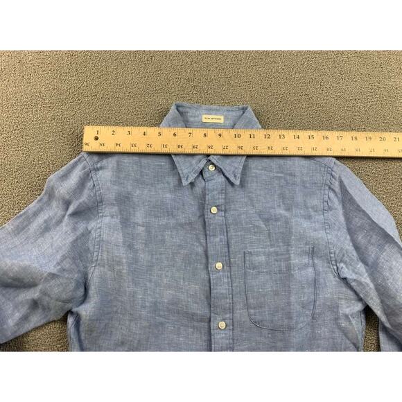J Crew Baird McNutt Irish Linen Shirt Men S Blue Slim Untucked Button Down Work - Picture 6 of 10